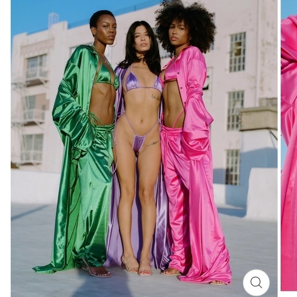 LAINA Rauma SET Small Lavender satin Club Bed Top Drawstring pants - Picture 11 of 12